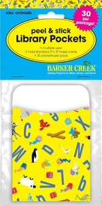 Barker Creek ABC Animals Library Pockets, 5.125" x 3.5", 30/Pack (LL1222)