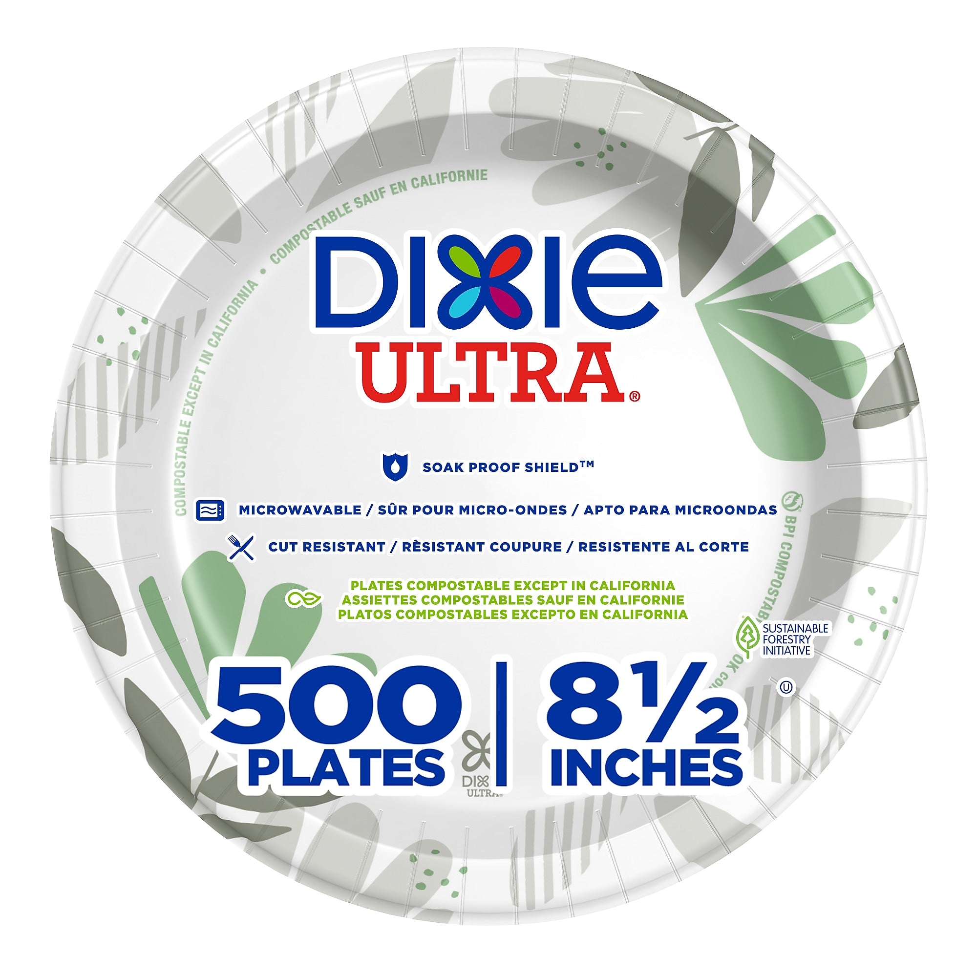 Dixie Ultra Pathways 8.5" Paper Plates, Multicolored, 500/Carton (SXP9PATH)