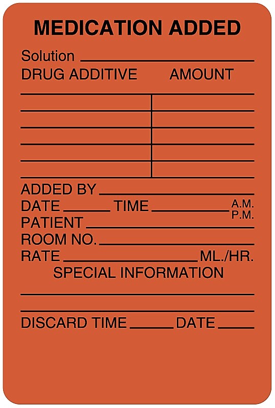 IV Medication Added Label, 2" x 3"