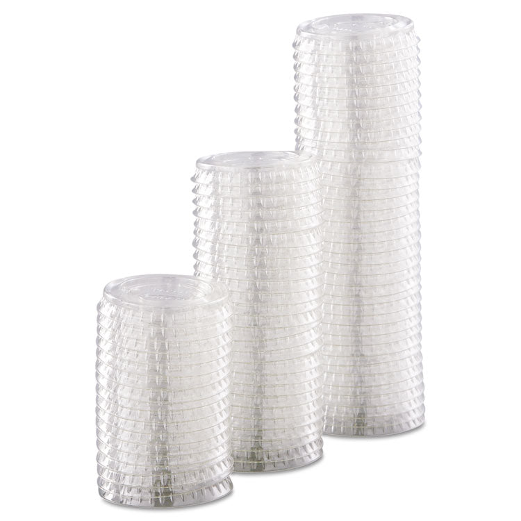 Portion/Souffle Cup Lids, Fits 0.5 oz to 1 oz Portion Cups, Plastic, Clear, 125/Pack, 20 Packs/Carton