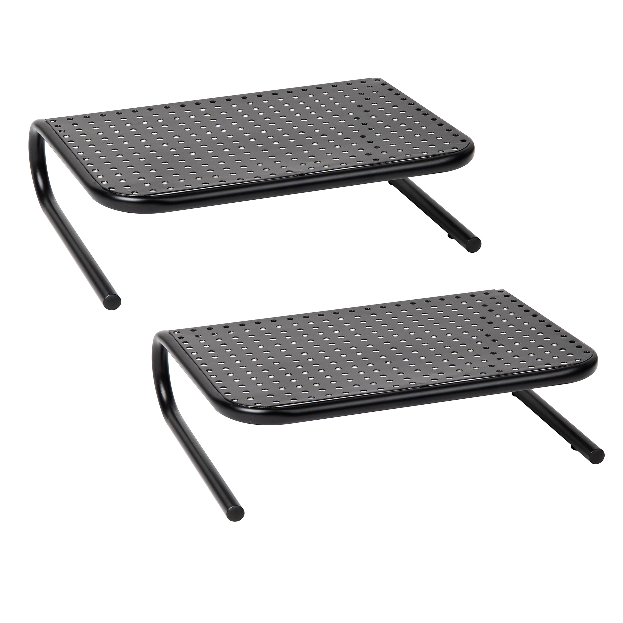 Mind Reader Ventilated Monitor Stand, Holds up to 44 lbs., Metal, Black, 2/Pack (2METMONST-BLK)