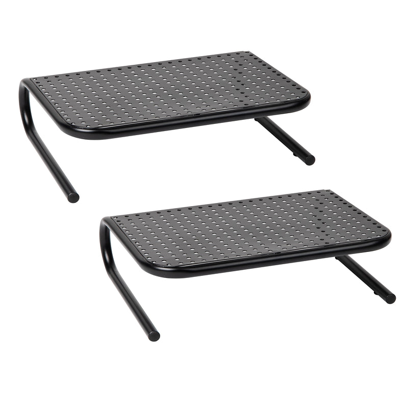 Mind Reader Ventilated Monitor Stand, Holds up to 44 lbs., Metal, Black, 2/Pack (2METMONST-BLK)