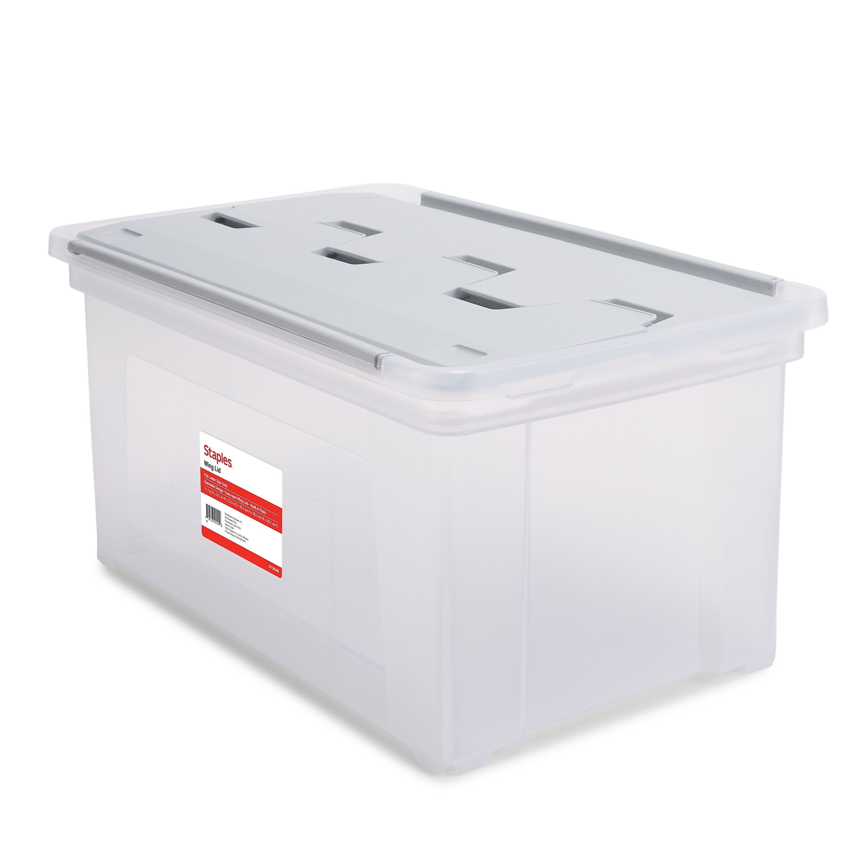 Staples Wing Lid File Totes, Letter Size, Clear (140166/139585)