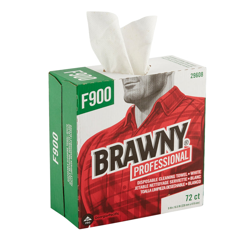 Brawny Industrial FLAX 900 Heavy Duty Assorted Materials Cleaning Wipers, 9" x 16.5", White, 10/Carton (29608)