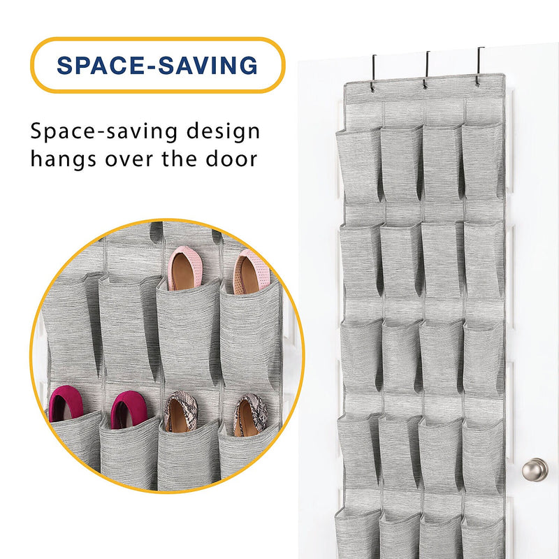 Whitmor 20-Pocket Over-the-Door Shoe Rack, Gray (5455-10-CTF)