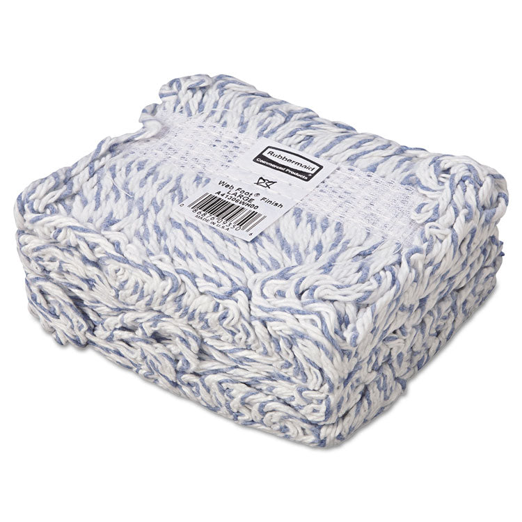 Web Foot Finish Mop, Cotton/synthetic, White, Large, 1" White Headband, 6/carton