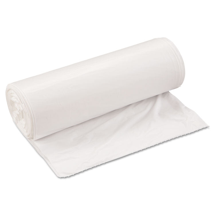 Low-Density Commercial Can Liners, 33 gal, 0.8 mil, 33" x 39", White, Interleaved Roll, 25 Bags/Roll, 6 Rolls/Carton
