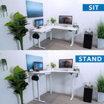 Mount-It! 63"W Electric L-Shaped Corner Adjustable Standing Desk, White/White (MI-15011)