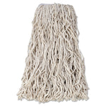Economy Cut-End Cotton Wet Mop Head, 24oz, 1" Band, White, 12/carton