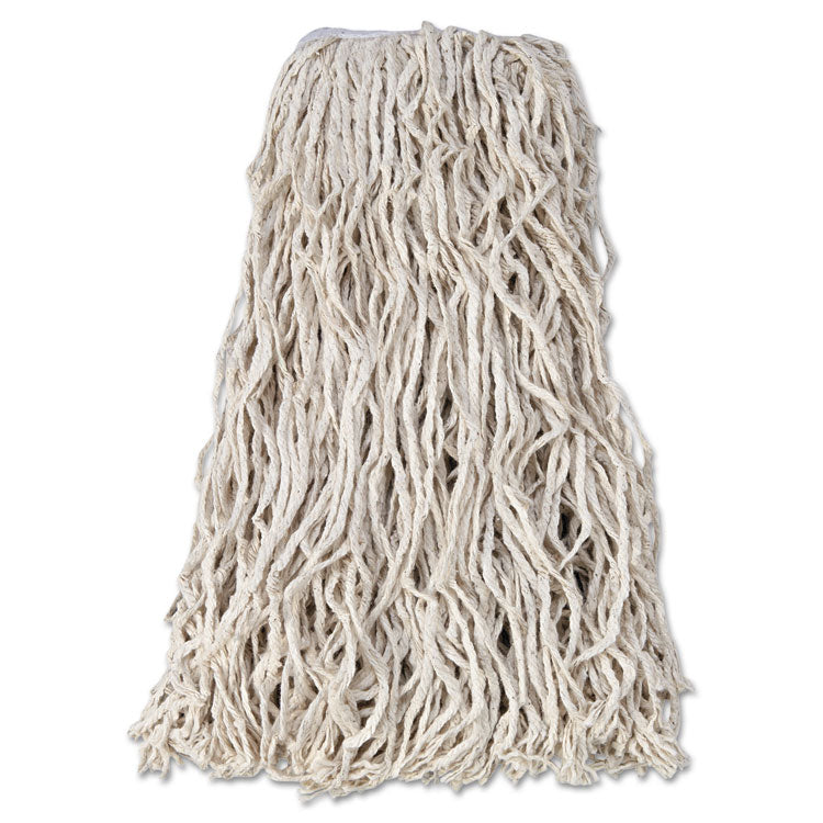 Economy Cut-End Cotton Wet Mop Head, 24oz, 1" Band, White, 12/carton