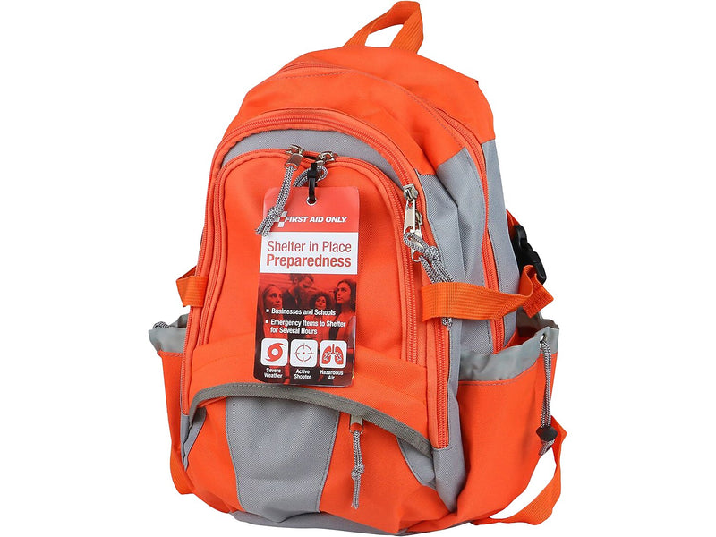 First Aid Only 209-Piece Shelter-in-Place Emergency Preparedness Backpack, Orange/Gray (91308)