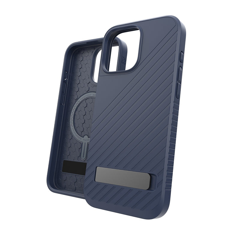 Zagg Denali Snap MagSafe Rugged Case with Kickstand for iPhone 16 Plus, Shock Absorbing, Navy Blue (702315255)