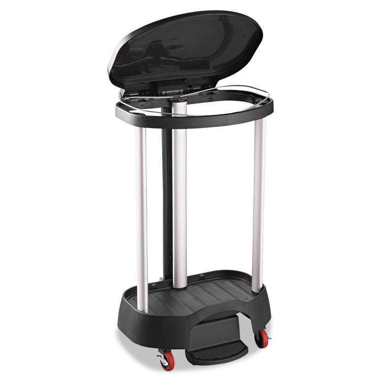 Premium Step-On Linen Hamper, 30 Gal, 20.38w X 22.25d X 37.88h, Aluminum/plastic, Black