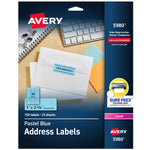 Avery Sure Feed Laser Address Labels, 1" x 2 5/8", Pastel Blue, 750 Labels/Pack (5980)