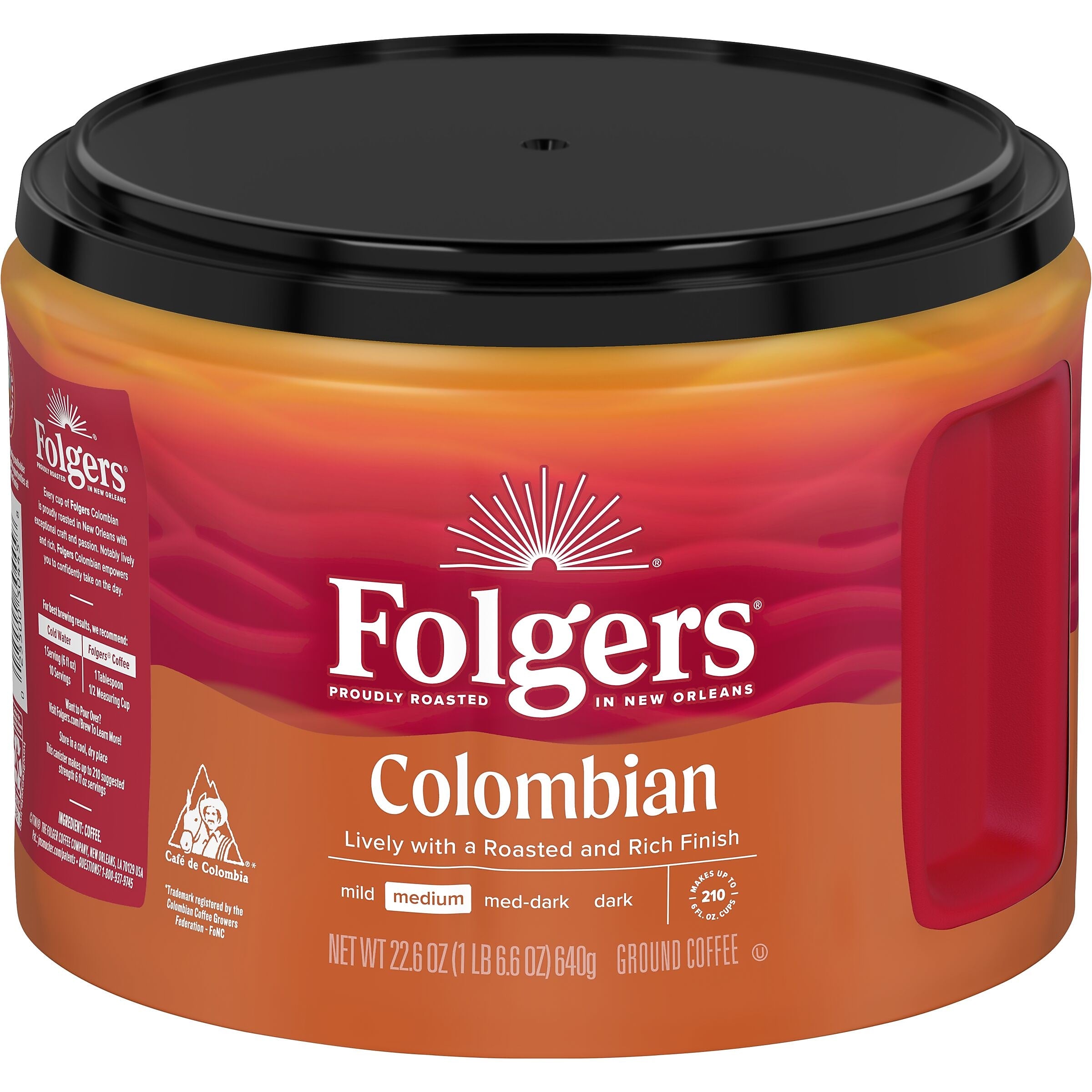Folgers 100% Colombian Ground Coffee, Medium Roast, 22.6 oz., Each (SMU30445)