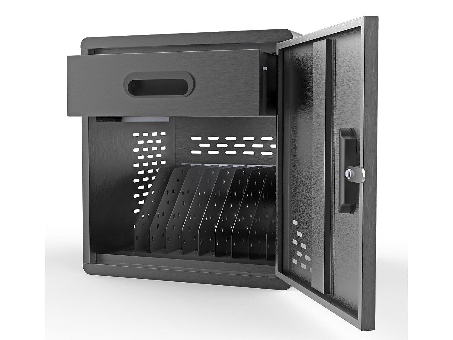 Luxor Lockable 20-Unit Modular Charging Cart, Black Steel (LLMC20SP)