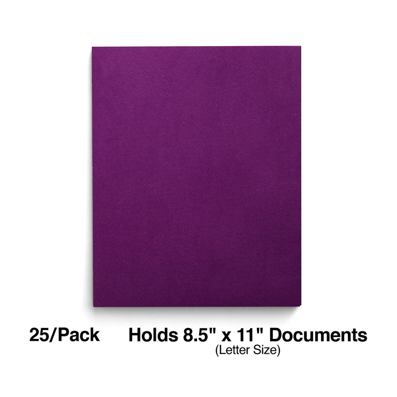 Staples Smooth 2-Pocket Paper Folder with Fasteners, Purple, 25/Box (50776/27544-CC)