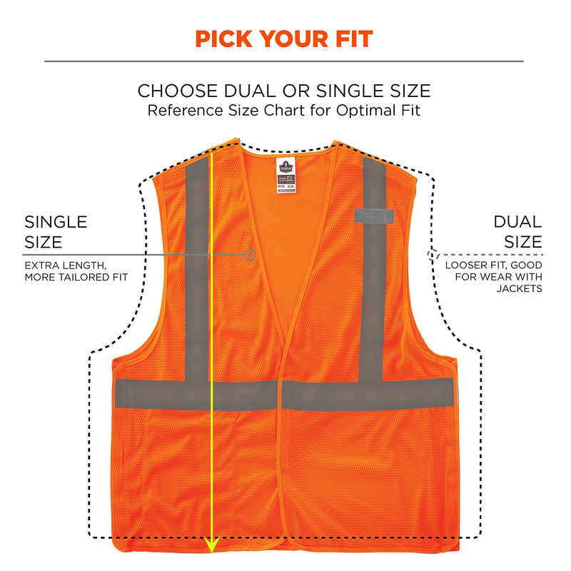 Ergodyne GloWear 8215BA High Visibility Sleeveless Safety Vest, ANSI Class R2, Orange, S/M (21063)