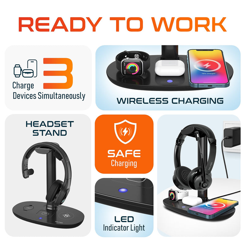 Delton 30X Wireless Noise Canceling Bluetooth Stereo Headset with HS1 Stand (DHSWC130XD)