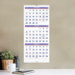 2026 AT-A-GLANCE 12" x 27" Three-Month Wall Calendar, White/Purple (PM11-28-26)