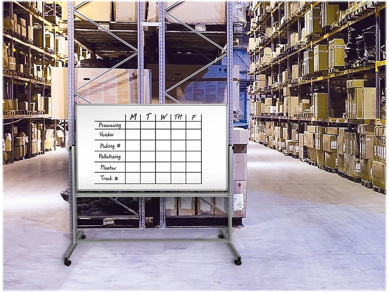 Luxor Dry-Erase Mobile Combination Ghost Grid/Whiteboard, Aluminum Frame, 40" x 72" (MB7240LB)