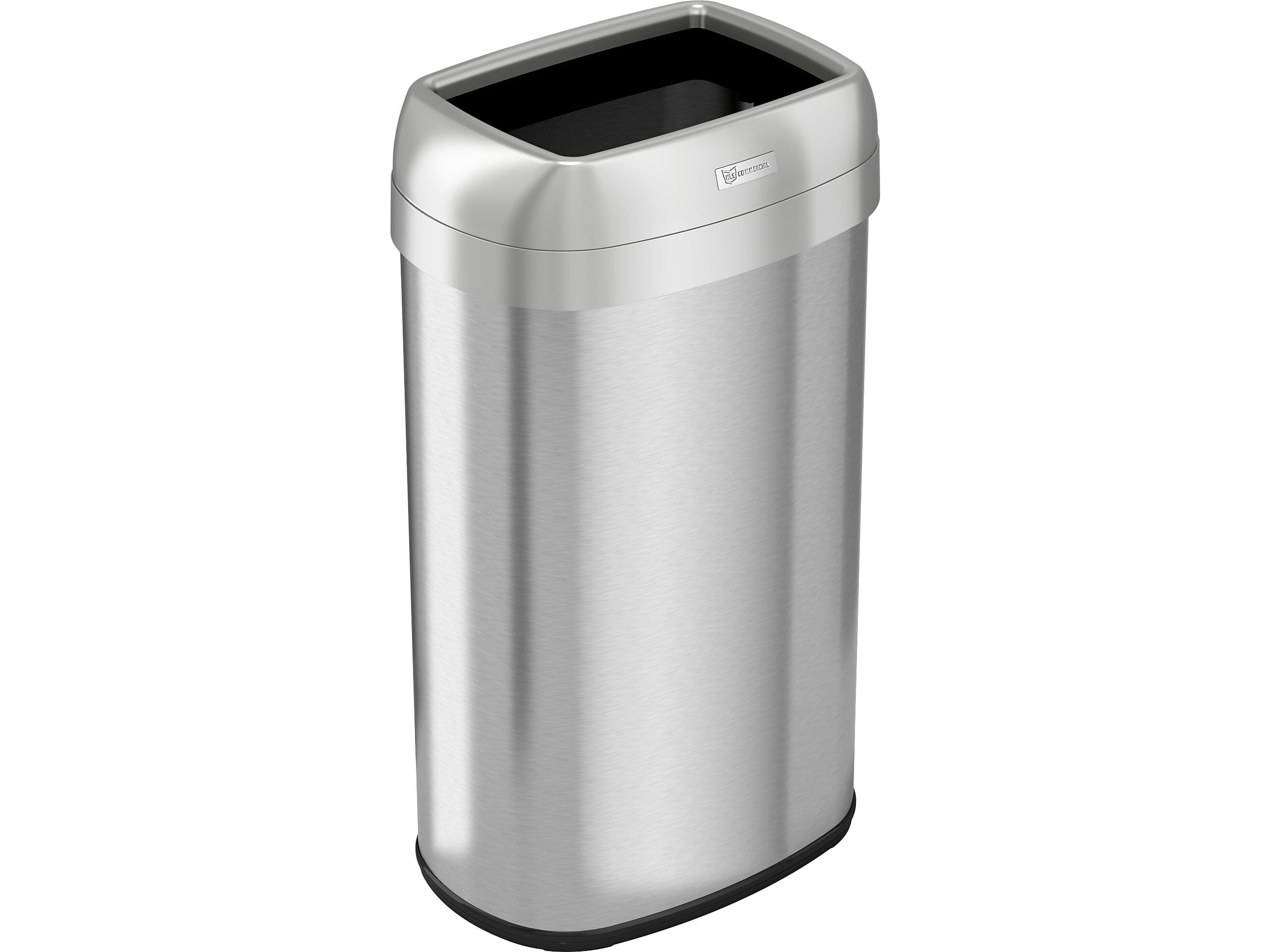 HLS Commercial Stainless Steel Trash Can with Open Lid, 16-Gallon, Silver (HLS16STV)