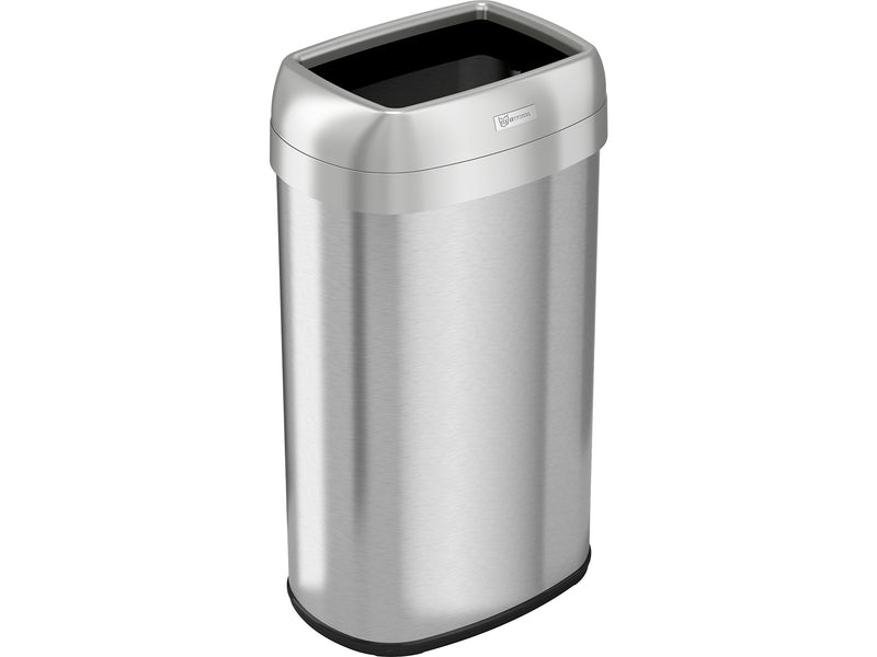 HLS Commercial Stainless Steel Trash Can with Open Lid, 16-Gallon, Silver (HLS16STV)