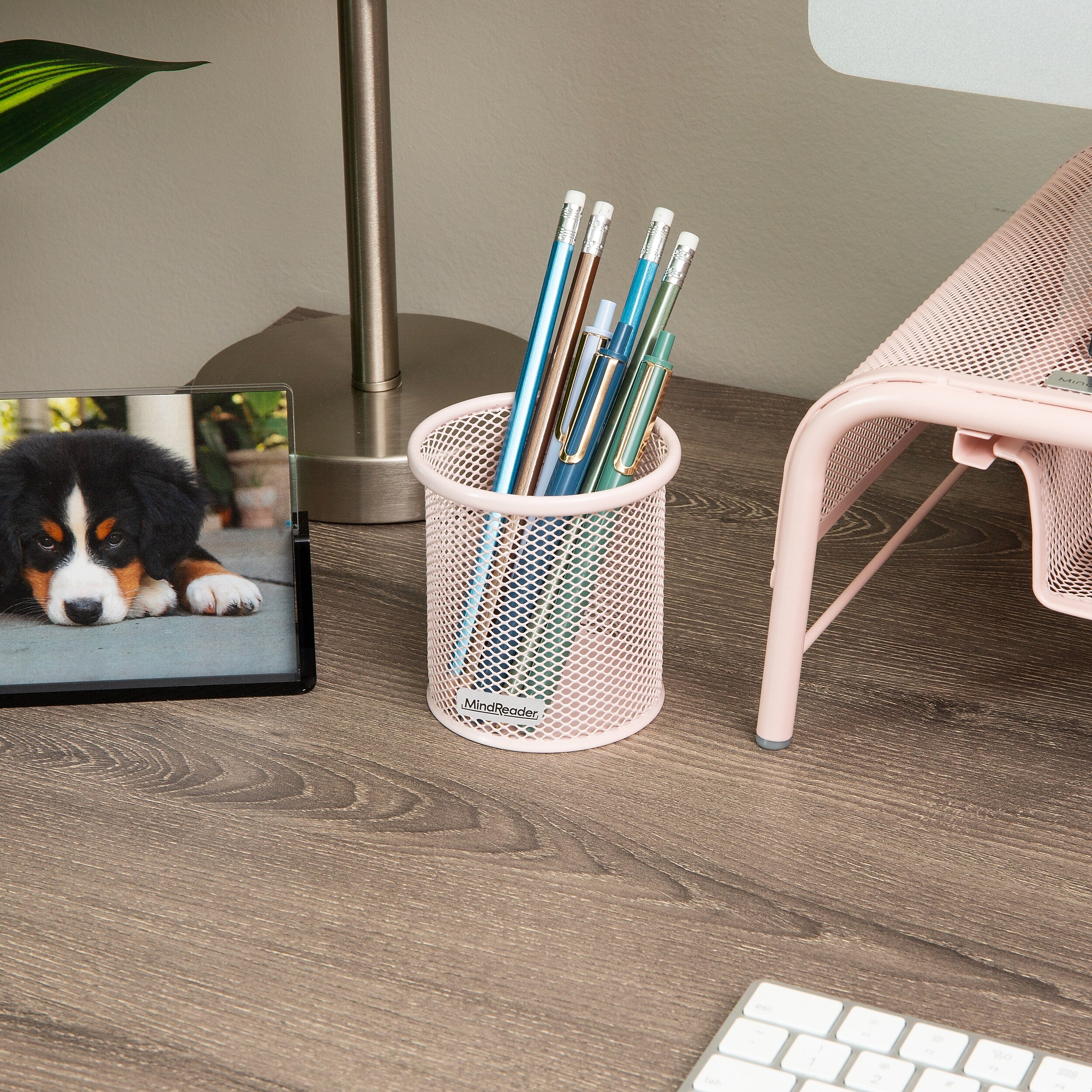 Mind Reader Metal Pen and Accessory Holder Desk Organizer, Pink, 3-Pieces (CLIPMESH3-PNK)