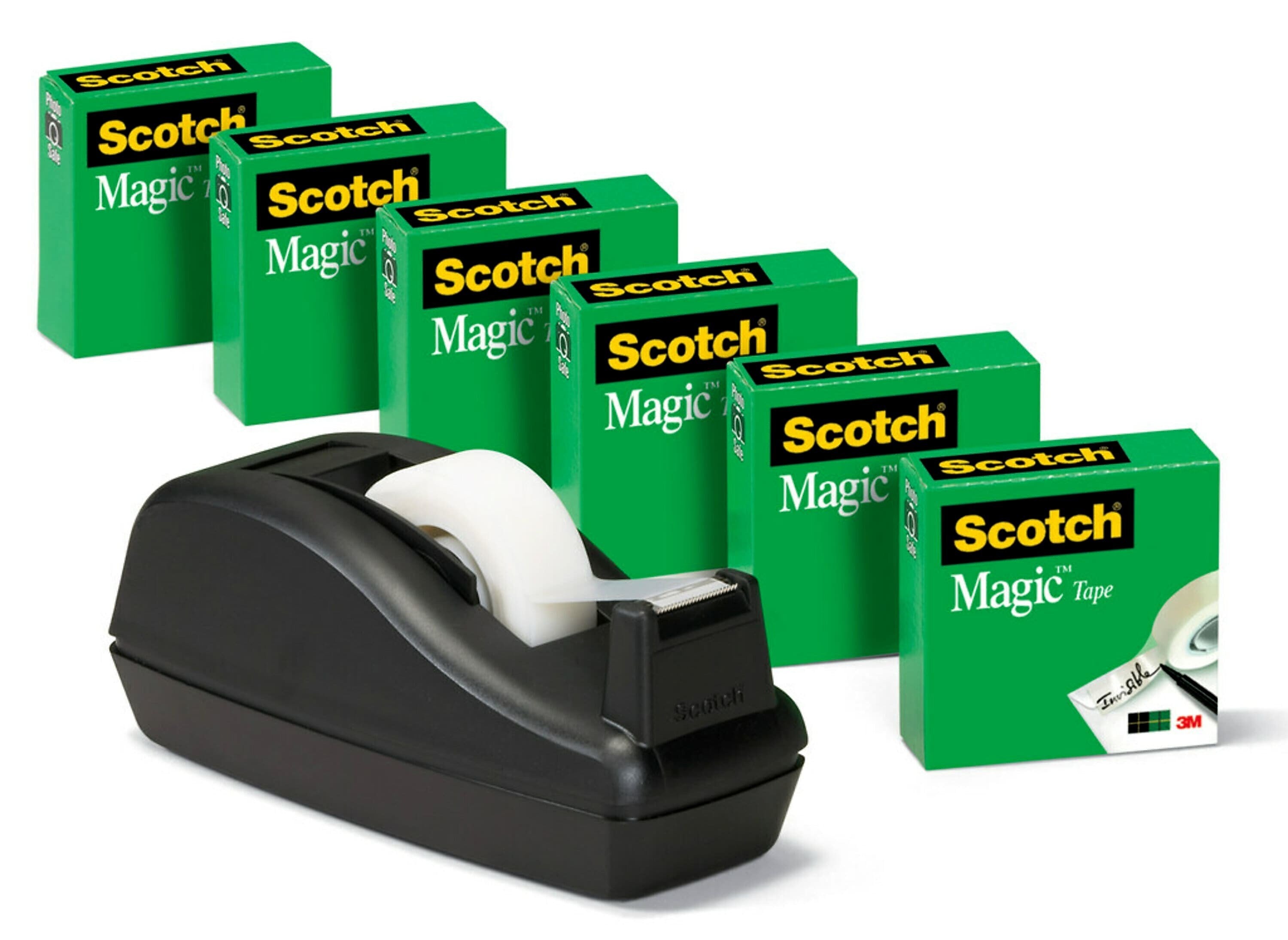 Scotch Magic Invisible Tape with Dispenser, 3/4" x 27.77 yds., 1" Core, 6 Rolls/Pack (810C40BK)