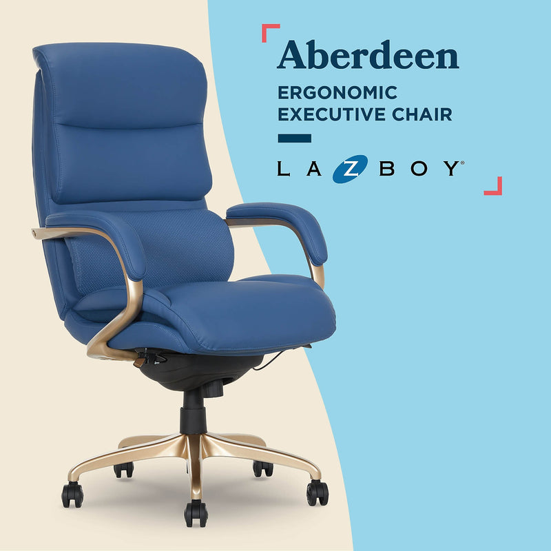 La-Z-Boy Aberdeen Ergonomic Bonded Leather Swivel Executive Chair, Blue (51545-BLU)