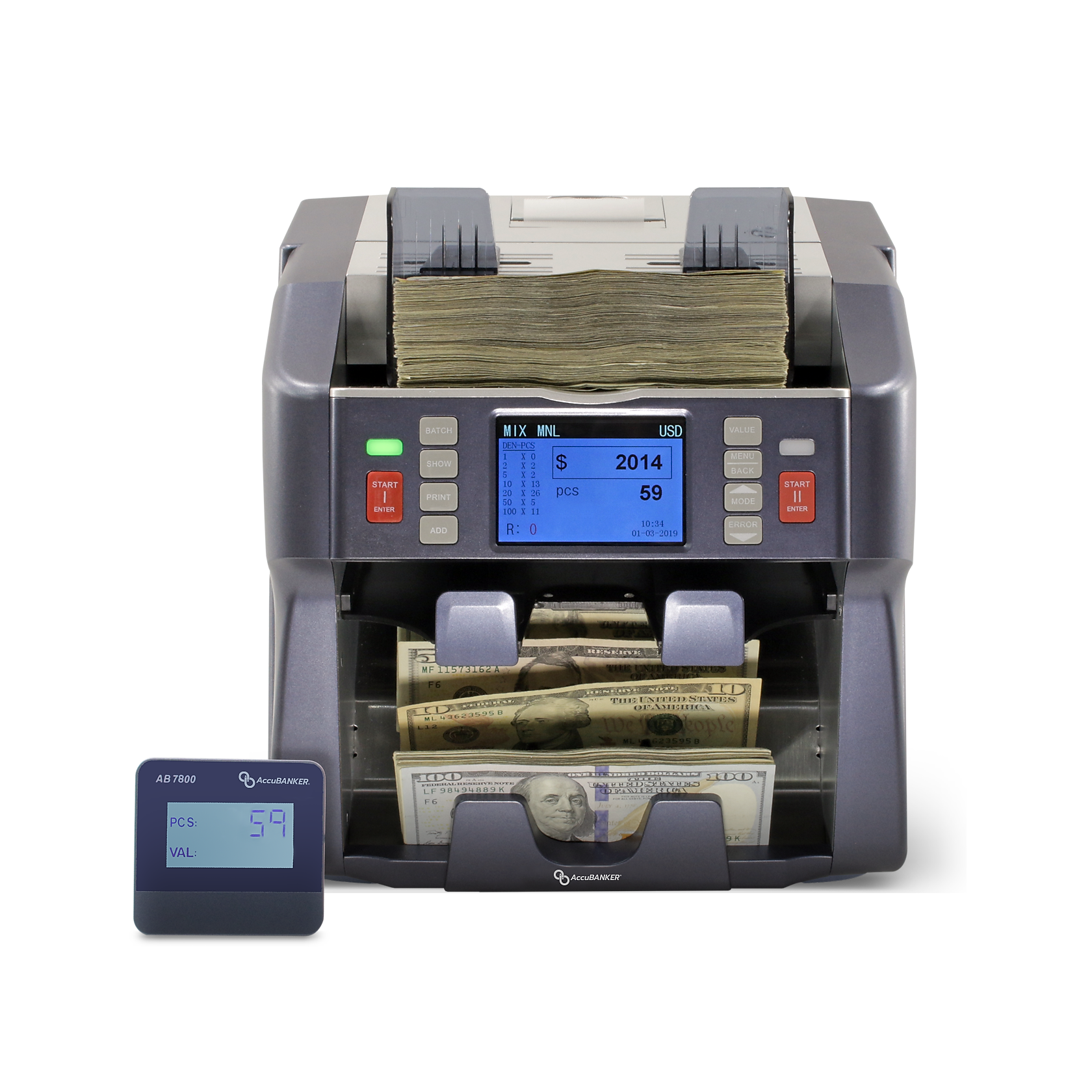 AccuBANKER Bill Counter, Blue/Gray (AB7800)
