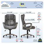 Serta Garret Ergonomic Bonded Leather Swivel Executive Chair, Harvard Gray (CHR200113)