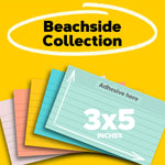 Post-it Notes, 3" x 5", Beachside Café Collection, 100 Sheet/Pad, 5 Pads/Pack (655AST)
