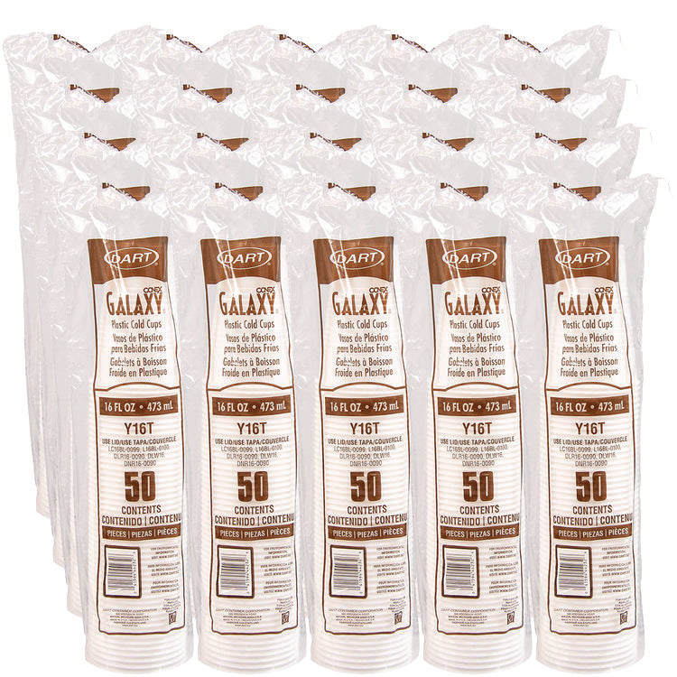 High-Impact Polystyrene Cold Cups, 16 oz, Plastic, Translucent, 50/Sleeve, 20 Sleeves/Carton