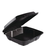 Insulated Foam Hinged Lid Containers, 9.01 x 9.4 x 3.1, Black, 100/Bag, 2 Bags/Carton, 200 Containers/Carton
