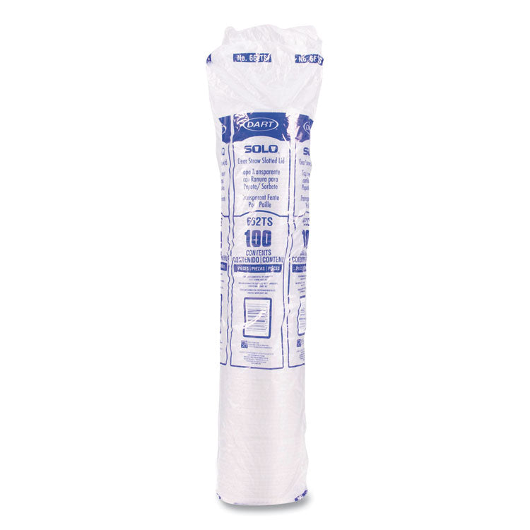 Straw-Slot Cold Cup Lids, Fits 9 oz to 20 oz Cold Cups, Plastic, Clear, 100/Pack