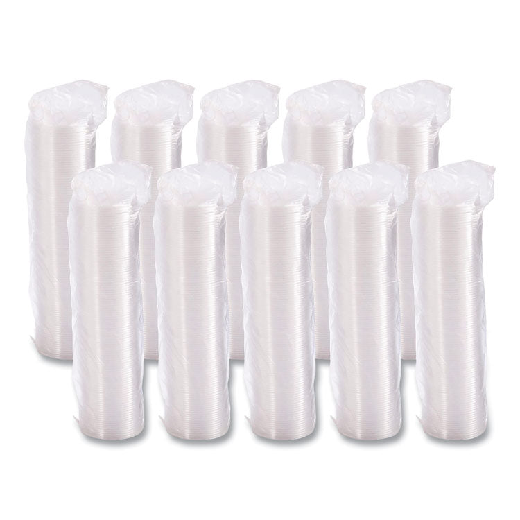Non-Vented Cup Lids, Fits 10 oz to 14 oz Hot Cups/6 oz to 8 oz Food Containers/6 oz Bowls; Plastic, Clear, 1,000/Carton