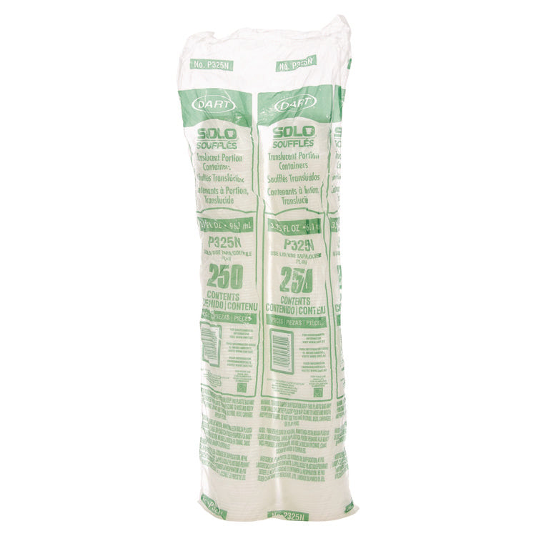 Polystyrene Portion Cups, 3.25 oz, Plastic, Translucent, 250/Bag, 10 Bags/Carton