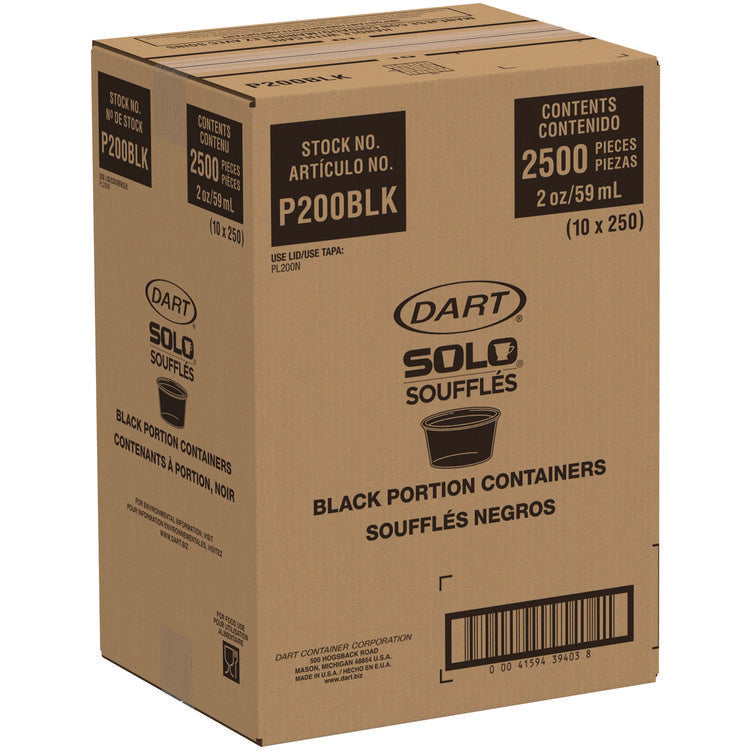 Polystyrene Portion Cups, 2 oz, Plastic, Black, 250/Bag, 10 Bags/Carton