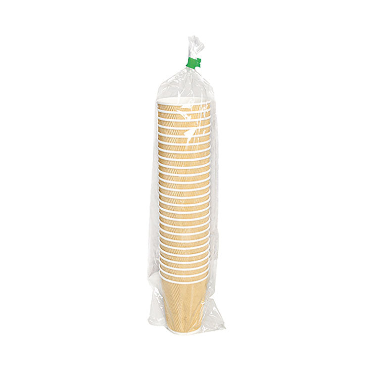 Ripple Hot Cups, 8 oz, Paper, Kraft/White, 500/Carton