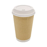 Ripple Hot Cups, 16 oz, Paper, Kraft/White, 500/Carton