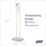 ES10 Dispenser Floor Stand with Automatic Hand Sanitizer Dispenser, 15.56 x 11.75 x 51.82, White