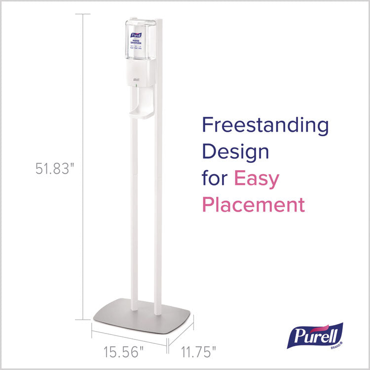 ES10 Dispenser Floor Stand with Automatic Hand Sanitizer Dispenser, 15.56 x 11.75 x 51.82, White