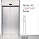 ES10 Dispenser Floor Stand with Automatic Hand Sanitizer Dispenser, 15.56 x 11.75 x 51.82, White