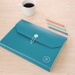 U-Eco 13-Pocket Expandable File, 9.75" Expansion, 13 Sections; Button/Elastic Closure, 1/12-Cut Tabs, Letter Size, Ocean