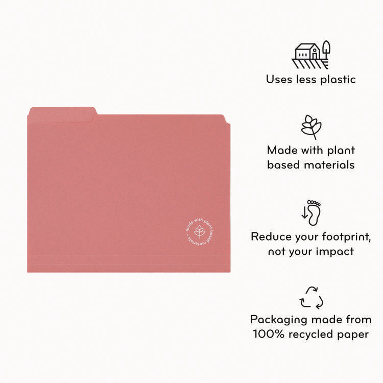 U-Eco Poly File Folders, 1/3 Cut Tabs: Assorted, Letter Size, 0.5" Expansion, Assorted Colors, 24/Pack