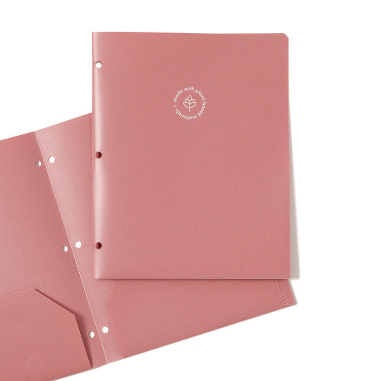 U-Eco Poly Two-Pocket Folders, Three-Hole Punched, Poly/Wheat Straw, 11 x 8.5, Assorted,12/Pack