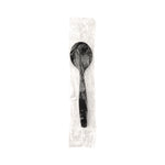 Individually Wrapped Heavyweight Soup Spoons, 5.75", Plastic, Black, 1,000/Carton