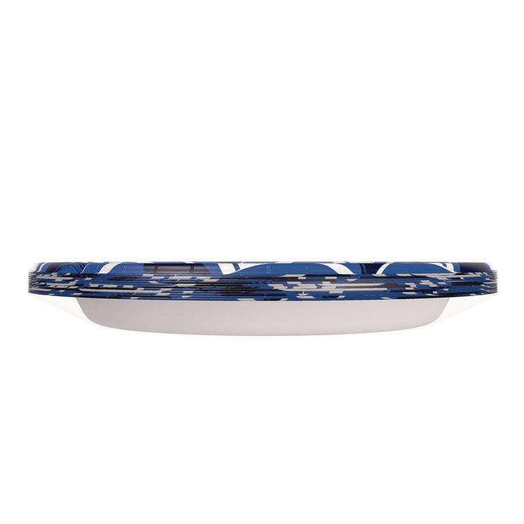 Heavy Duty Disposable Dinnerware, Large Plate, Paper, 11.5" dia, Floral, Blue/Yellow/White, 12/Pack