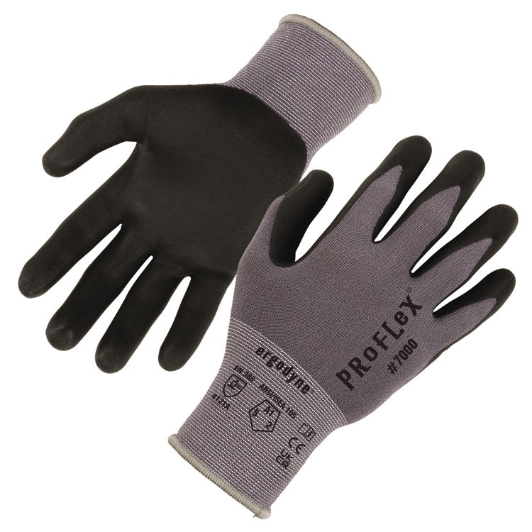 ProFlex 7000 Nitrile-Coated Gloves Microfoam Palm, EN388: 4121A, 9" Long, X-Small, Gray, 12 Pairs